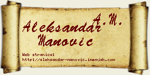 Aleksandar Manović vizit kartica